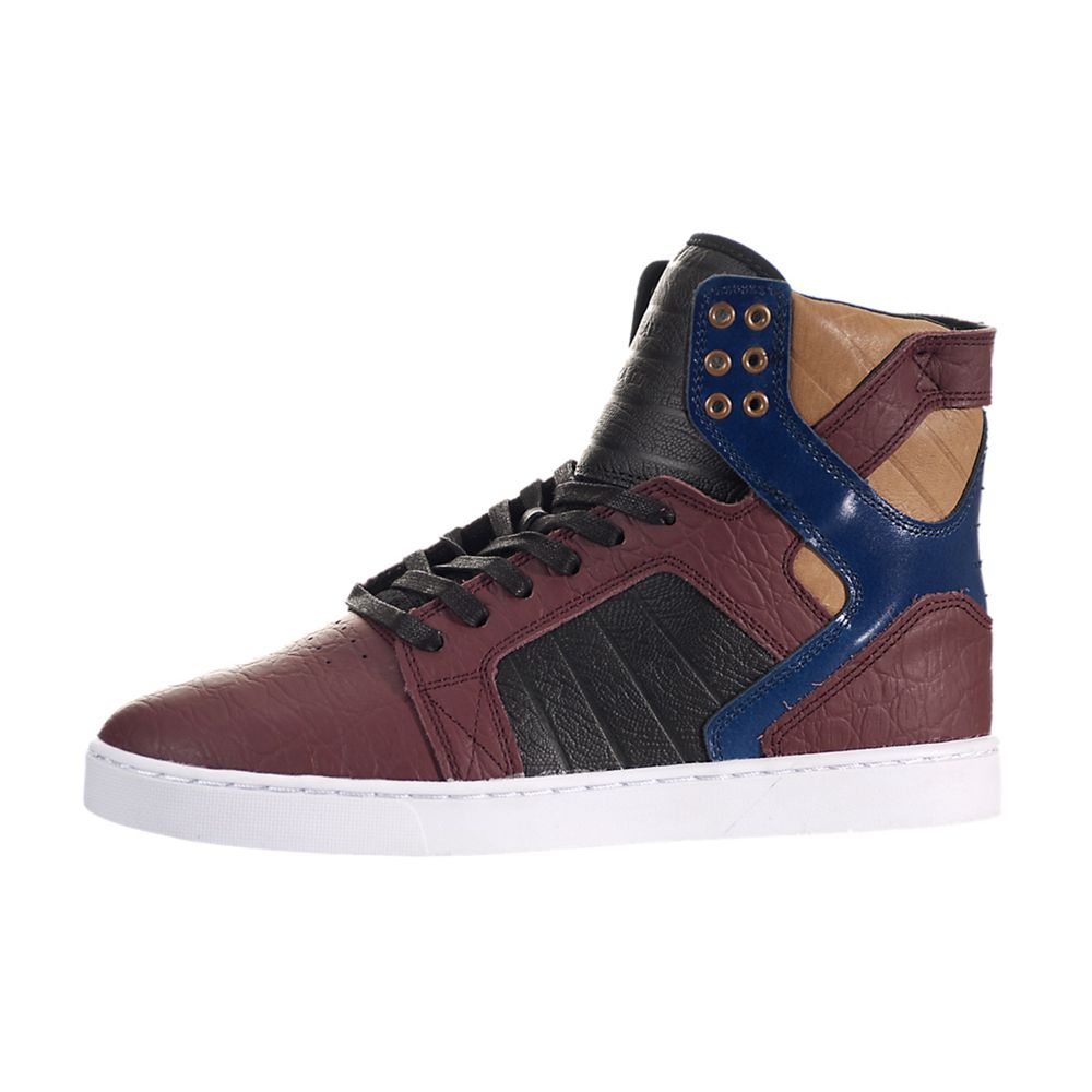 Baskets Montantes Supra SkyTop LX Bordeaux Bleu Marine Burgundy/Navy-White Homme | CKF-52476616